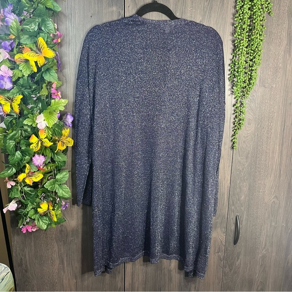 .🌼3/$30🌼C Navy Blue Sparkle Undertone Open Front Lightweight Cardigan Size M - Picture 11 of 16